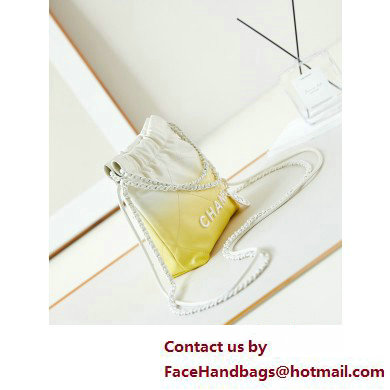 Chanel Patent Gradient Calfskin  &  Lacquered Metal CHANEL 22 Mini Handbag AS3980 White/Light Yellow 2025